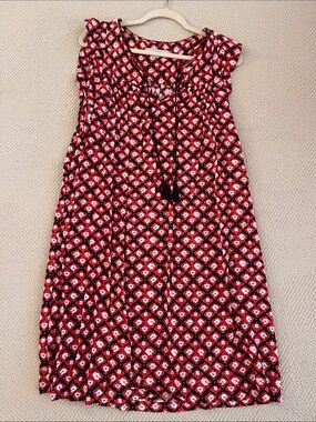 LOFT Red and Black Floral Tie-Front Maxi Dress